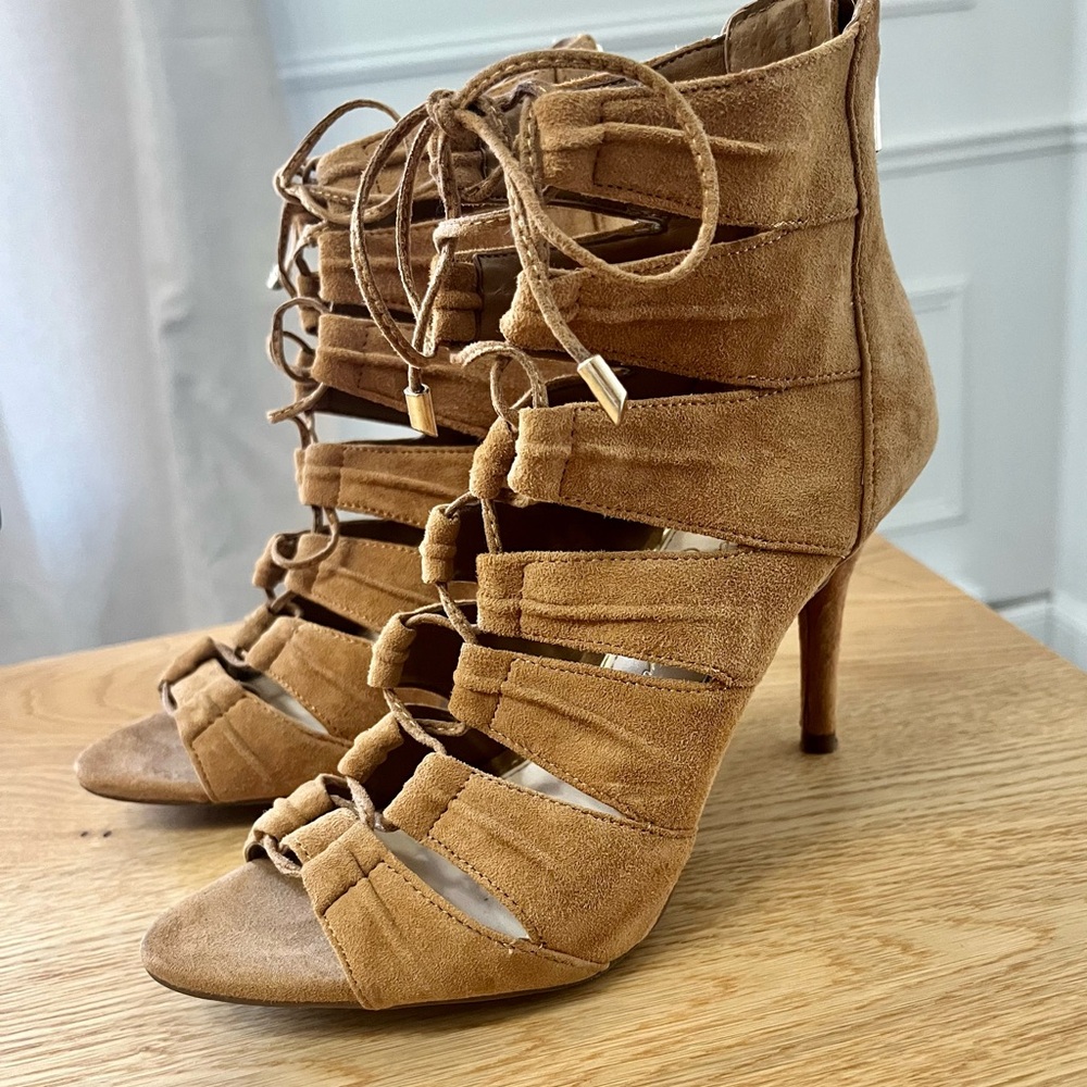Jessica Simpson 5.5W Suede Lace-Up Heeled Sandals